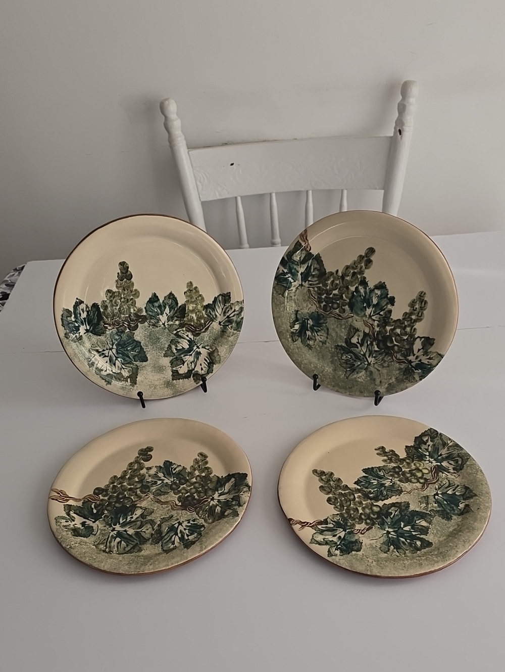 Vintage Ellen Evans Set Of 4 Terrafirma Ceramics Pottery Dinner Plates Signed